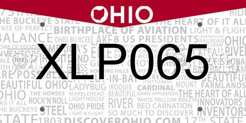 XLP065 Ohio License Plate