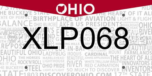 XLP068 Ohio License Plate