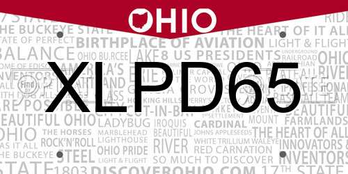 XLPD65 Ohio License Plate