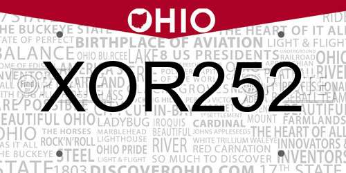 XOR252 Ohio License Plate