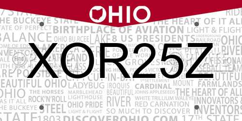 XOR25Z Ohio License Plate