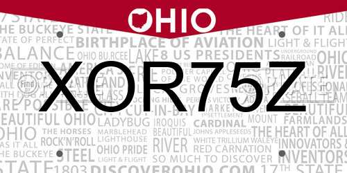 XOR75Z Ohio License Plate