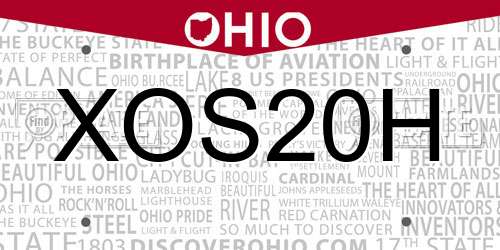 XOS20H Ohio License Plate