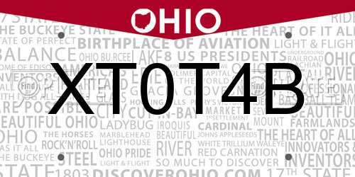 XT0T4B Ohio License Plate