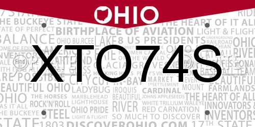 XTO74S Ohio License Plate