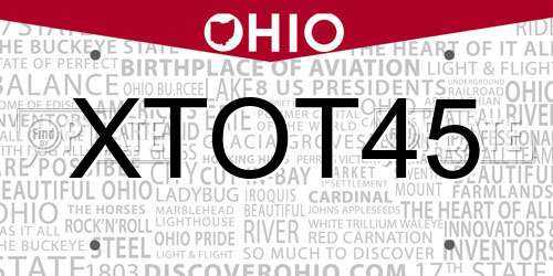XTOT45 Ohio License Plate