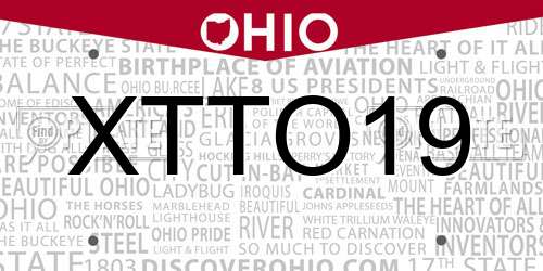 XTTO19 Ohio License Plate