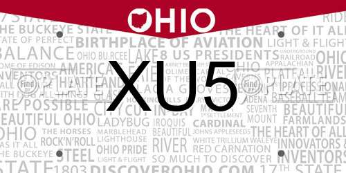 XU5 Ohio License Plate