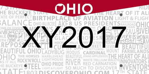 XY2017 Ohio License Plate