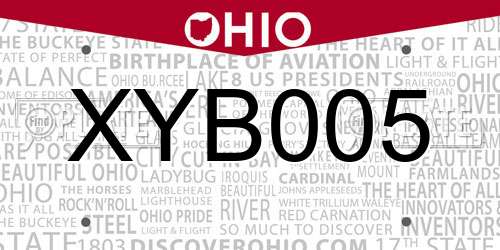 XYB005 Ohio License Plate