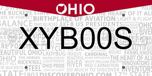 XYB00S Ohio License Plate