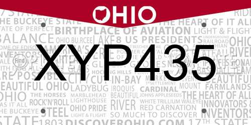 XYP435 Ohio License Plate