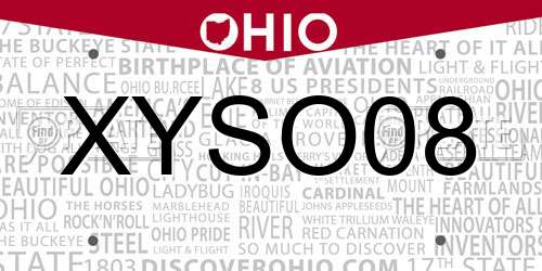 XYSO08 Ohio License Plate