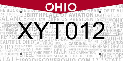 XYT012 Ohio License Plate