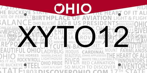 XYTO12 Ohio License Plate