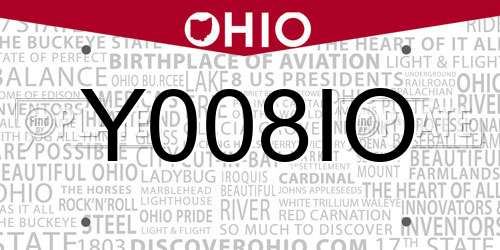Y008IO Ohio License Plate