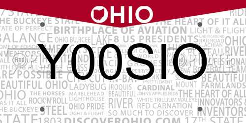 Y00SIO Ohio License Plate