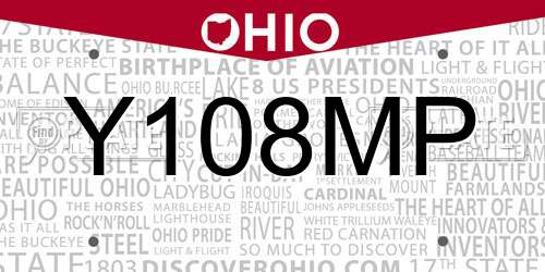 Y108MP Ohio License Plate