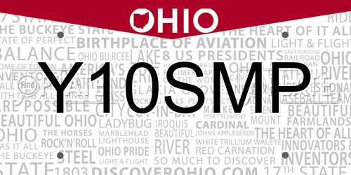 Y10SMP Ohio License Plate