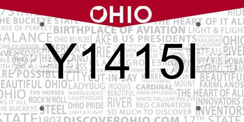 Y1415I Ohio License Plate