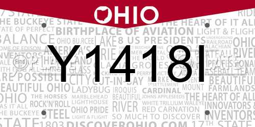 Y1418I Ohio License Plate