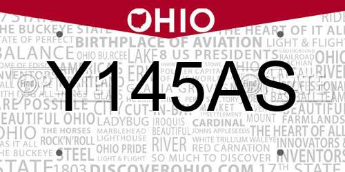 Y145AS Ohio License Plate