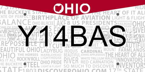 Y14BAS Ohio License Plate