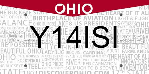 Y14ISI Ohio License Plate