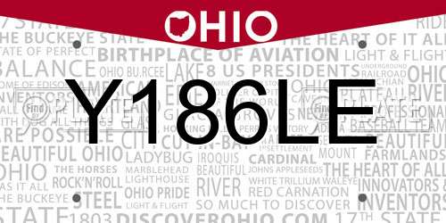 Y186LE Ohio License Plate