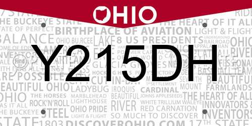 Y215DH Ohio License Plate