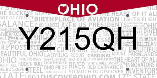 Y215QH Ohio License Plate