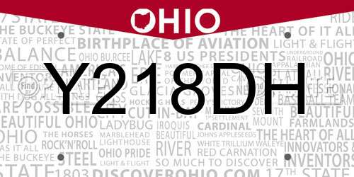 Y218DH Ohio License Plate