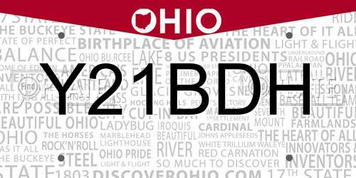 Y21BDH Ohio License Plate