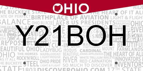Y21BOH Ohio License Plate