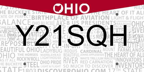 Y21SQH Ohio License Plate