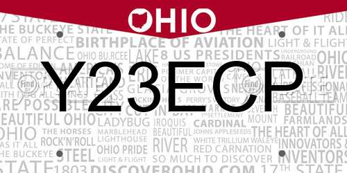 Y23ECP Ohio License Plate