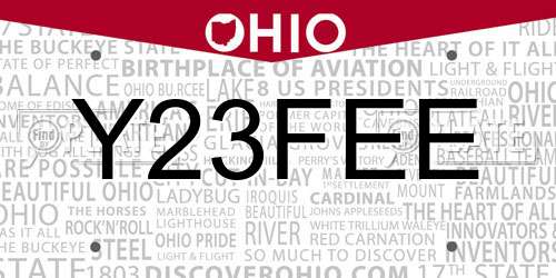 Y23FEE Ohio License Plate