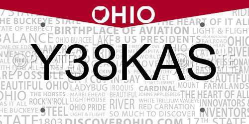 Y38KAS Ohio License Plate