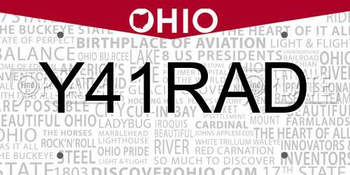 Y41RAD Ohio License Plate