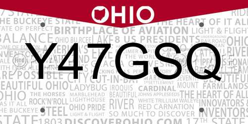 Y47GSQ Ohio License Plate