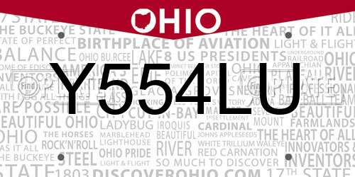 Y554LU Ohio License Plate