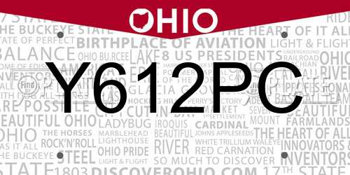 Y612PC Ohio License Plate