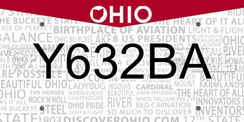 Y632BA Ohio License Plate