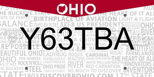 Y63TBA Ohio License Plate