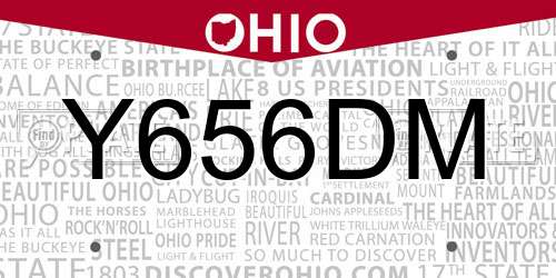 Y656DM Ohio License Plate
