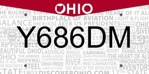 Y686DM Ohio License Plate