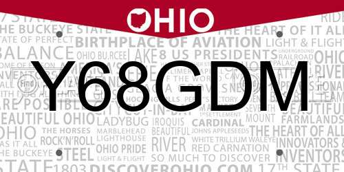 Y68GDM Ohio License Plate