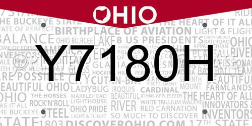 Y7180H Ohio License Plate