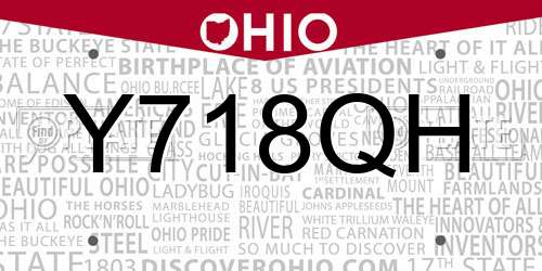 Y718QH Ohio License Plate