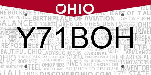 Y71BOH Ohio License Plate